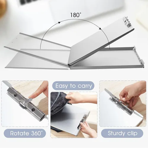 Miniatura 3 de Henoyso 1 portapapeles de almacenamiento de metal a granel de aluminio resistente para profesores, contratistas, construcción médica, oficina
