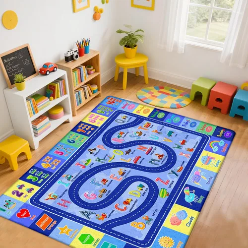 Miniatura 10 de Alfombra para niños para sala de juegos, alfombra educativa para aula de niños, alfombras lavables para guardería, suave alfombra antideslizante