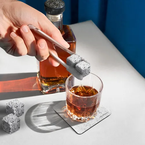 Miniatura 4 de A&A Wonders Juego de 9 piedras de whisky de alta calidad, 100% natural, de granito natural, cubos de hielo reutilizables para bebidas con bolsa de 9