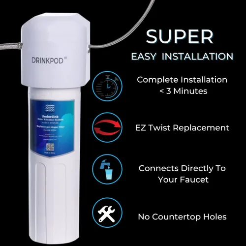 Miniatura 2 de Sistema de agua para debajo del fregadero, flujo de alta velocidad, capacidad de 20,000 galones, para hogares debajo del fregadero, oficinas