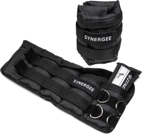 Miniatura 9 de Synergee Pesas ajustables para tobillo/muñeca de ajuste cómodo (juego de 2). Disponible en 5 libras, 10 libras y 20 libras. Talla única.