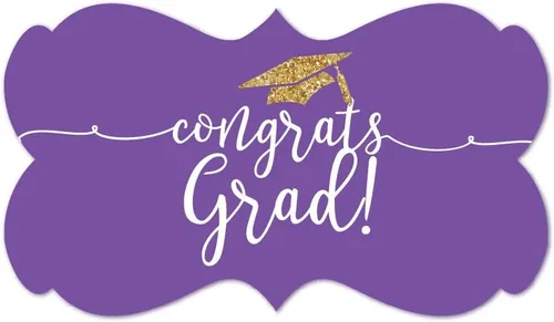 Miniatura 36 de Andaz Press Colección de fiesta de graduación con purpurina de color morado real y dorado, pancarta colgante con cuerda, Congrats Grad!, 5 pies, 1