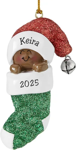 Miniatura 22 de Let's Make Memories Adorno personalizado para la primera Navidad del bebé, adorno de recuerdo 2025, mi primera Navidad, pies de bebé, corazón