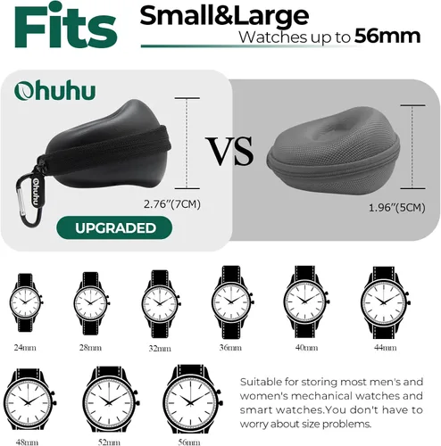 Miniatura 2 de Ohuhu Funda de reloj de viaje para hombres y mujeres, organizador portátil de almacenamiento de reloj individual con diseño elevado de 2.205 in
