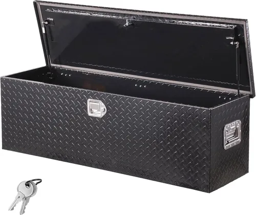 Miniatura 12 de VEVOR Caja de Herramientas de Aluminio Resistente para Cama de Camión, Caja de Herramientas con Placa Estriada con Mango Lateral y Llaves
