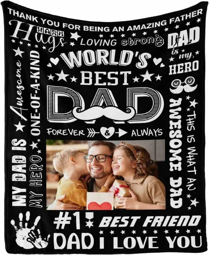 Miniatura 16 de InterestPrint Customized Blankets with Photos Gifts for Dad on Father's Day Birthday, Dad Blanket from Daughter Son Wife Personalized Throw Gifts