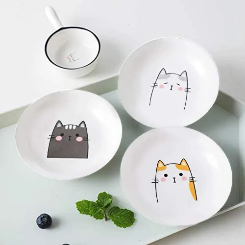 Miniatura 3 de Platos de cena de cerámica para gatos, platos de condimentos, platos de aperitivos, cuenco de inmersión