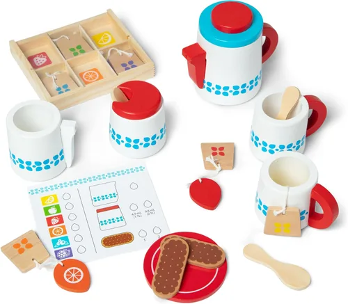 Miniatura 4 de Melissa & Doug 22 piezas Steep y Serve Juego de té de madera, accesorios de cocina y alimentos.