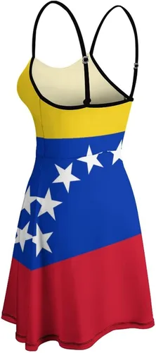 Miniatura 5 de Vestido de tirantes con bandera de Venezuela, a la moda, mini vestido de verano sin mangas para mujer