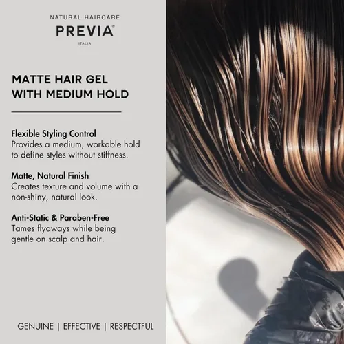 Miniatura 3 de PREVIA Defining Hair Paste - Gel para el cabello mate con fijación media para todo tipo de cabello, producto antiestático y flexible para peinar
