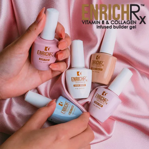 Miniatura 6 de KUPA EnrichRx Gel constructor, melocotón perfecto, vitamina E y colágeno infundido, cepillo de gel de remojo UV/LED en uñas naturales, 0.57 onzas