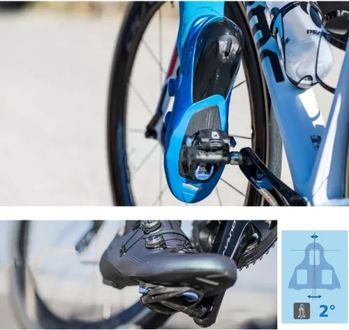 Miniatura 3 de Juego de tacos de bicicleta autobloqueante de 2 grados para bicicleta de carretera, placa de pedal de ciclismo compatible con zapatos Shimano sh-12