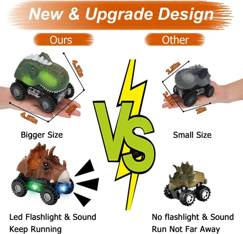 Miniatura 4 de Juguetes de dinosaurio Niskite para niños de 3 a 8 años, coche automático de dinosaurios con linterna LED y sonido dinosaurios, el mejor regalo