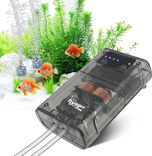 hygger Battery Powered Aquarium Air Pump, Quiet Translucent Thick Shell Portable Fish Tank Bubbler Aerator for Outdoor Fishing, Power Outage,