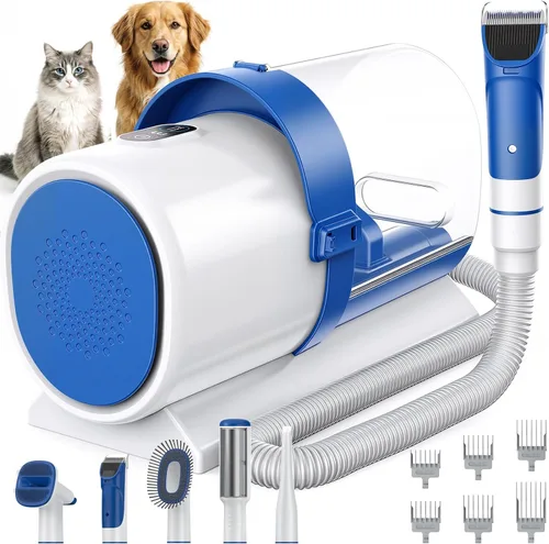 Miniatura 8 de NEWBULIG - Secador de pelo para perros, 1550 W, alta velocidad, con calentador para aseo, soplador de perro ajustable con 4 boquillas, color gris