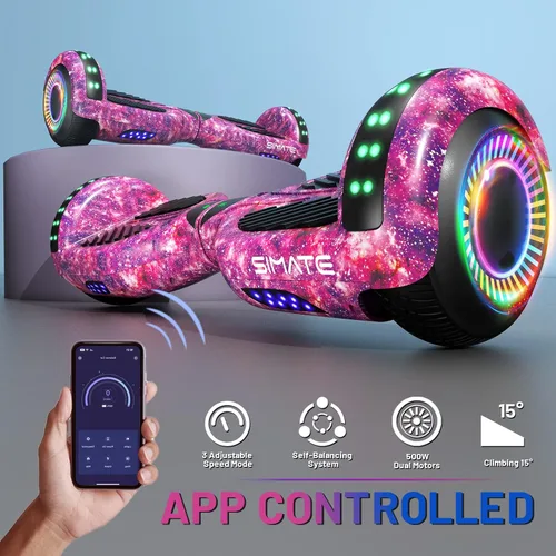 Miniatura 3 de SIMATE Hoverboard - Aeropatineta Bluetooth todo terreno con luces LED y control de aplicación, regalos para niños, adultos, niñas, niños, para todas
