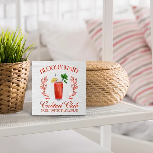 Miniatura 4 de Bloody Mary Bar - Letrero de madera para decoración de escritorio, regalos para amantes de los cócteles, Bloody Mary Cocktail Bloody Mary