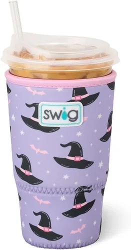 Miniatura 24 de Swig Life Coolie de Taza Helada Mediana, Funda Aislante de Taza de Café Helado de Halloween de 22oz con Asa, Coolie Aislado de Neopreno Mantiene