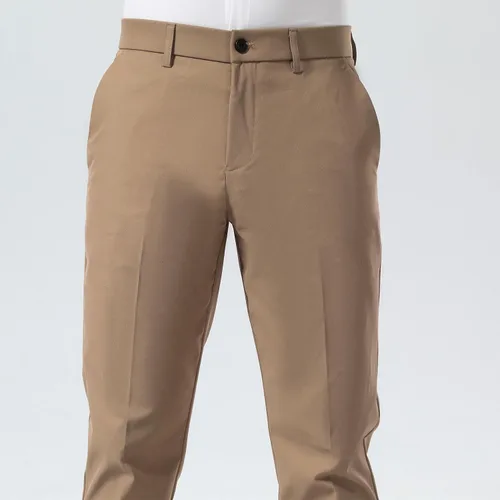 Miniatura 9 de Plaid&Plain Pantalones de vestir para hombre Slim Fit Stretch Khaki Pantalones sin arrugas