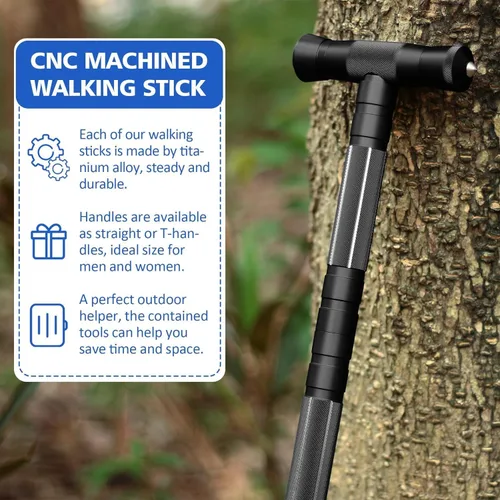 Miniatura 3 de aiGear G2 Tactical Hiking Stick, 5-Section Heavy Duty Walking Staff for Men Women, Aerospace-Grade Aluminum Alloy Trekking Poles with Integrated