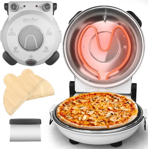 Horno de pizza eléctrico de Baker's Friend para encimera interior, máquina de 12 pulgadas para el hogar, cocedor y parrilla, horno de piedra de