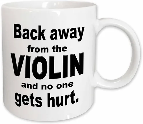 Miniatura 12 de 3dRose Back Away From The Violin And No One Gets Hurt - Taza negra de dos tonos, 11 onzas