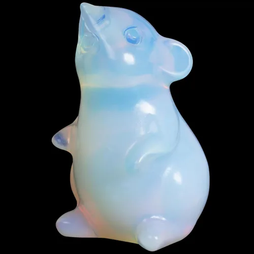 Miniatura 7 de Figura de ratón de cristal de obsidiana hecha a mano – Decoración de escritorio Feng Shui que atrae la riqueza, mini adorno de meditación.