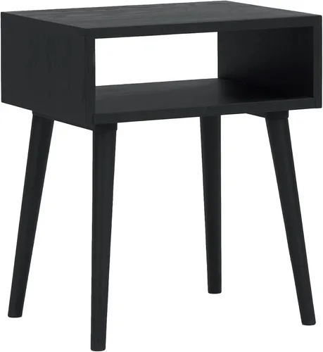 Miniatura 9 de NTC Mesita de noche Lux de roble macizo con cajón, mesa auxiliar moderna de mediados de siglo, muebles de noche, mesa auxiliar, fácil montaje, negro