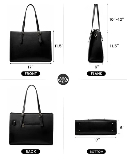 Miniatura 9 de LOVEVOOK Bolsa de computadora portátil para mujer, bolsa de computadora de moda de gran capacidad, juego de bolso de hombro de cuero, maletín