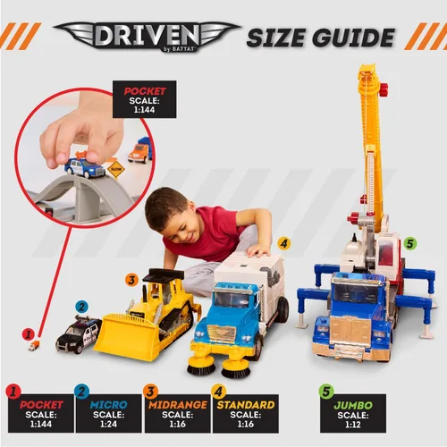 Miniatura 2 de Driven by Battat – Juego de pista de carreras plegable de 84 piezas con 6 autos mini – Incluye auto de carreras, camión monstruo y accesorios