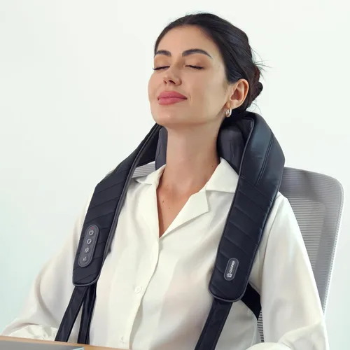 Miniatura 6 de COMFIER Masajeador inalámbrico de cuello y hombros con calor, masaje Shiatsu para dolor de tejido profundo, amasado 4D, regalos para papá y mamá