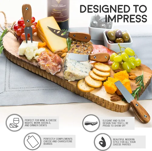Miniatura 4 de Harvest - Juego de cuchillos de queso de 6 piezas (listos para regalar) – Cuchillos de queso de acero inoxidable de alta calidad con remaches