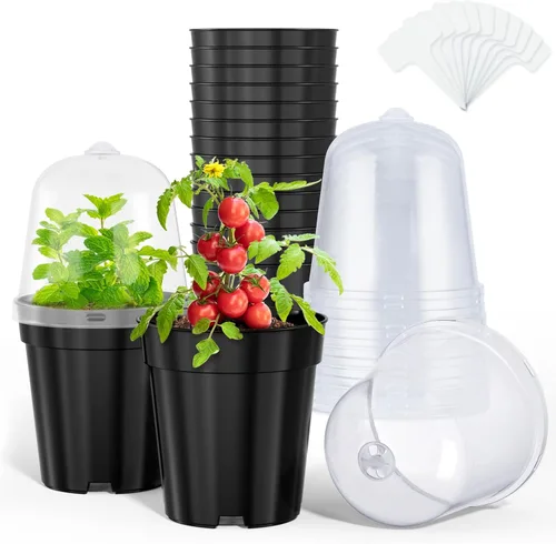 Miniatura 24 de homenote Macetas de vivero, paquete de 30, maceta de 3/4/5 pulgadas para plantar, macetas transparentes para plantas, plántulas de plástico