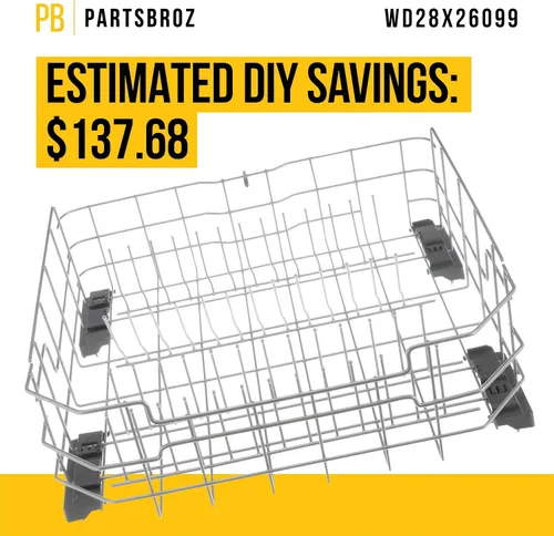 Miniatura 4 de PartsBroz WD28X26099 - Conjunto de estante inferior WD28X34744, compatible con lavavajillas Hotpoint General Electric - Reemplaza a AP6980564