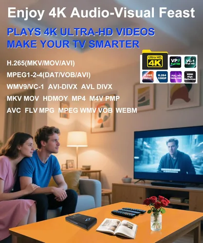 Miniatura 3 de Reproductor de Medios 4K Ultra HD y Caja de HDD 2 en 1 - Reproduce Videos H.265/HEVC H.264/AVC MP4 MKV MP3 Música JPG Fotos, HDMI 4K 60fps, Negro