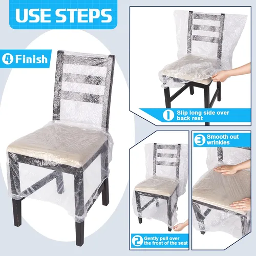 Miniatura 4 de Remagr 4 fundas de plástico para sillas de comedor, protectores transparentes e impermeables, para asientos de 21 x 20 pulgadas