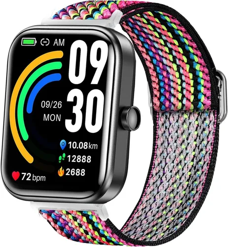 Miniatura 7 de Lamshaw Compatible con TOZO S7 Smart Watch, correa de repuesto ajustable de nailon elástico elástico compatible con TOZO S7, S6, S5, S3 Smart Watch