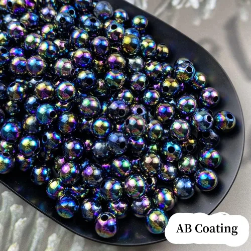 Miniatura 4 de 300 cuentas de perlas para manualidades de 0.315 pulgadas (0.315 in), cuentas redondas sueltas de perlas para collares, pulseras, aretes, Black AB