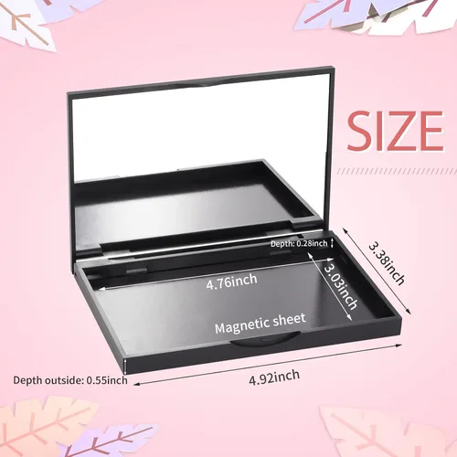 Miniatura 2 de Paquete de 5 paletas magnéticas de maquillaje con espejo, caja de almacenamiento dispensadora de cosméticos vacía para sombra de ojos, labios