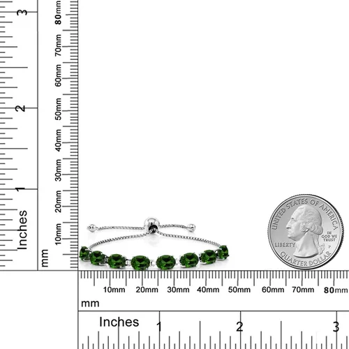 Miniatura 91 de Gem Stone King Pulsera de plata de ley 925 con piedra natal ovalada de 0.276 x 0.197 in para mujer, totalmente ajustable hasta 9 pulgadas