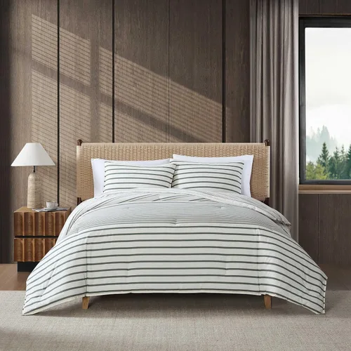 Miniatura 14 de Eddie Bauer - Juego de edredón Queen, ropa de cama reversible a cuadros, elegante y cálida decoración del hogar (gris normandía, Queen)