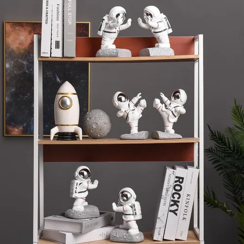 Miniatura 7 de Soporte para sujetalibros, sujetalibros de astronauta con temática del espacio exterior, figura de astronauta, topes decorativos para libros