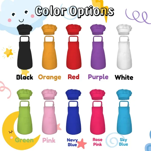 Miniatura 2 de Delantal personalizado para niños con bolsillo para nombre, sombrero de chef personalizado y delantal para cocina, cocina, hornear, pintura