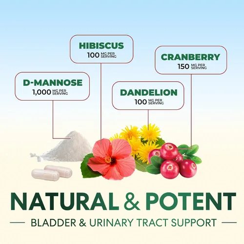Miniatura 3 de D-manosa 1000 mg por porción – Arándano e hibisco – Eficaz de acción rápida, elimina las impurezas para la vejiga, suplemento de apoyo a la salud