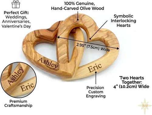 Miniatura 2 de Regalos Personalizados, Corazones de Madera de Oliva, Regalo Personalizado para el Día de San Valentín, Juntos para Siempre, Único y Lindo