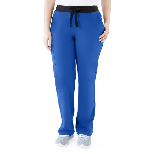Miniatura 54 de ave. Varick - Pantalón médico de tiro medio para mujer, pierna recta, seis bolsillos, color azul caribeño, talla S