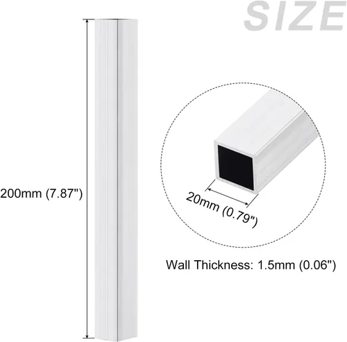 Miniatura 2 de METALLIXITY Tubo cuadrado de aluminio (0.787 in x 0.787 in x 0.059 in x 7.874 in) 4 piezas, tubo de aluminio 6063 - para muebles del hogar
