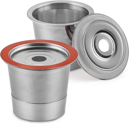Hikey - Filtros reutilizables de cápsulas de café para cafeteras Keurig 1.0 y 2.0 de taza individual, filtro universal recargable KCup, paquete de 2