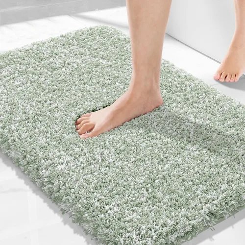 Miniatura 141 de Yimobra Alfombra de baño de felpa esponjosa, súper lanuda suave, cómoda, antideslizante, absorbente de agua, alfombra de baño de microfibra que se