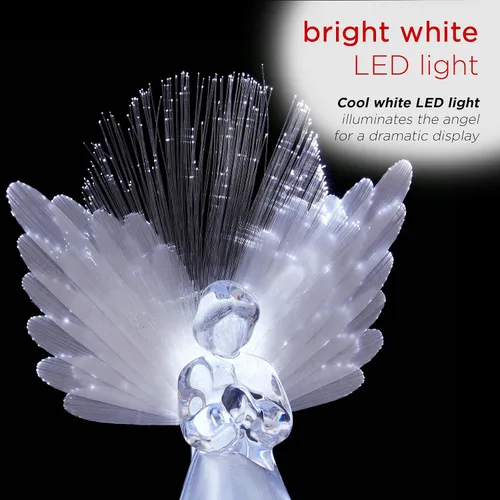 Miniatura 4 de Alpine Corporation Adorno para la Copa del Árbol de Ángel de 11 pulgadas de alto con alas de fibra óptica y luz LED, con función de temporizador